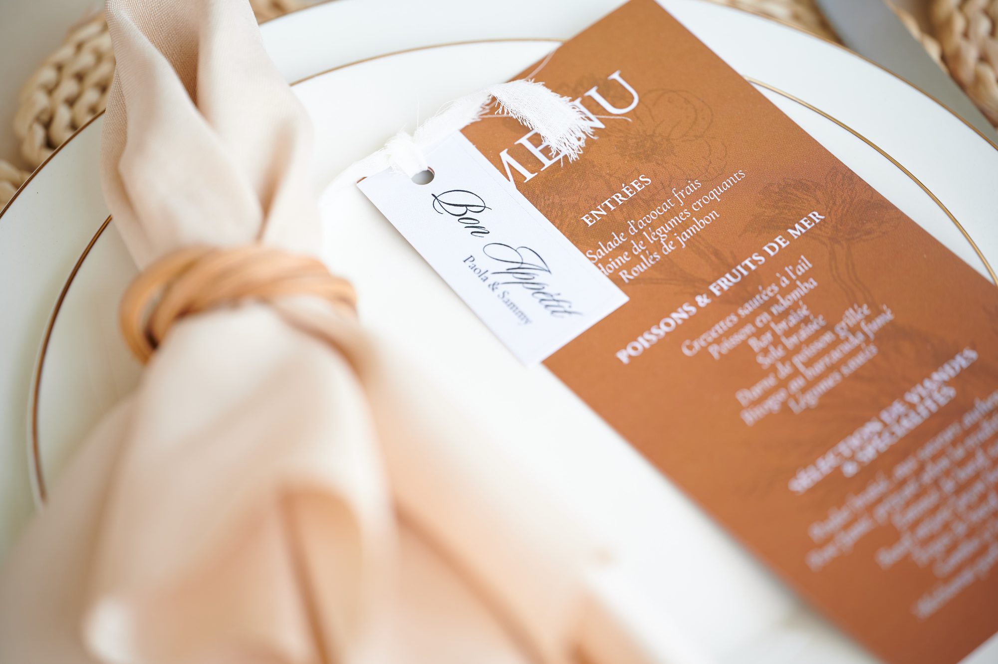A napkin and menu detail